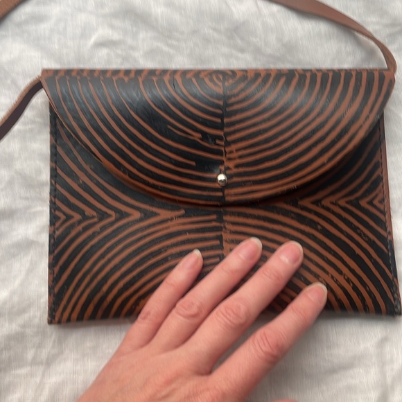 Leather Envelope style bag, Handmade & Painted - Picture 7 of 7